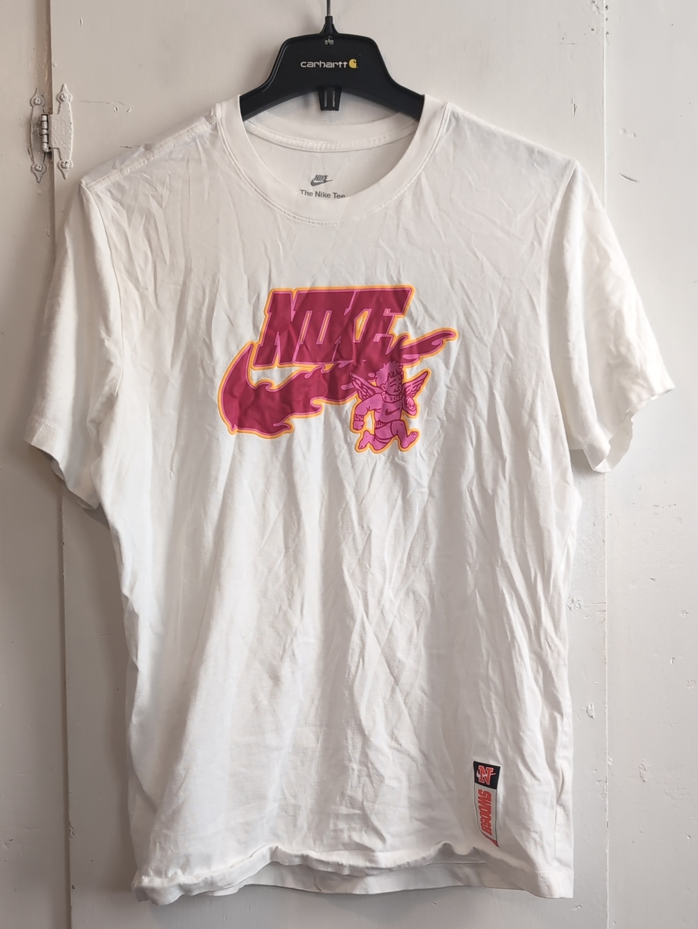 Nike Pink Cherub Logo tee mens large